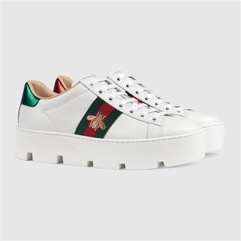 embroidered aces gucci|Gucci ace bee platform sneakers.